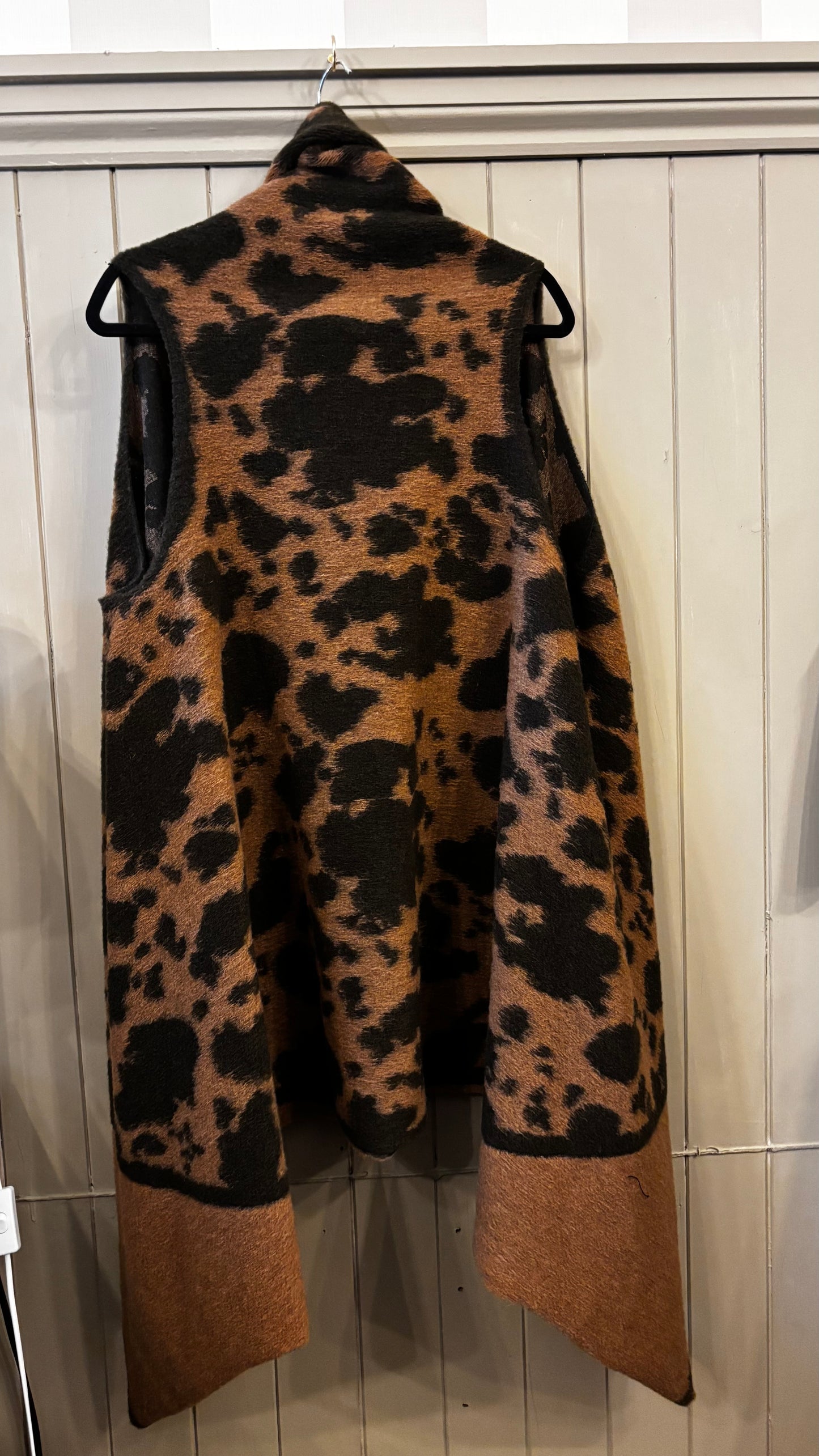 Animal Print Long Line Waistcoat