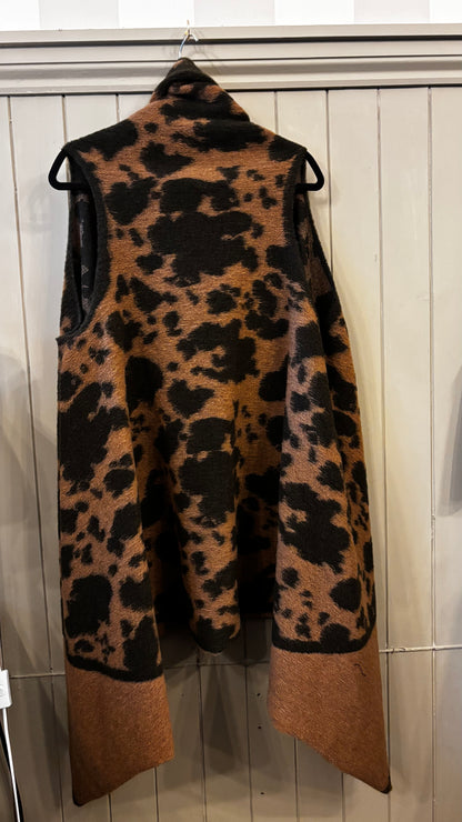 Animal Print Long Line Waistcoat