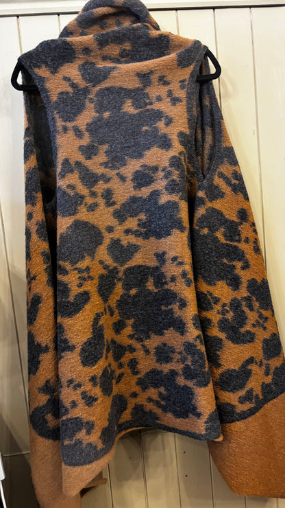 Animal Print Long Line Waistcoat