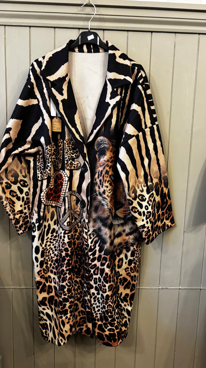 Long-line Animal Print Jacket