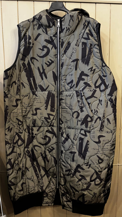 Graffiti-print Long-line Gilet