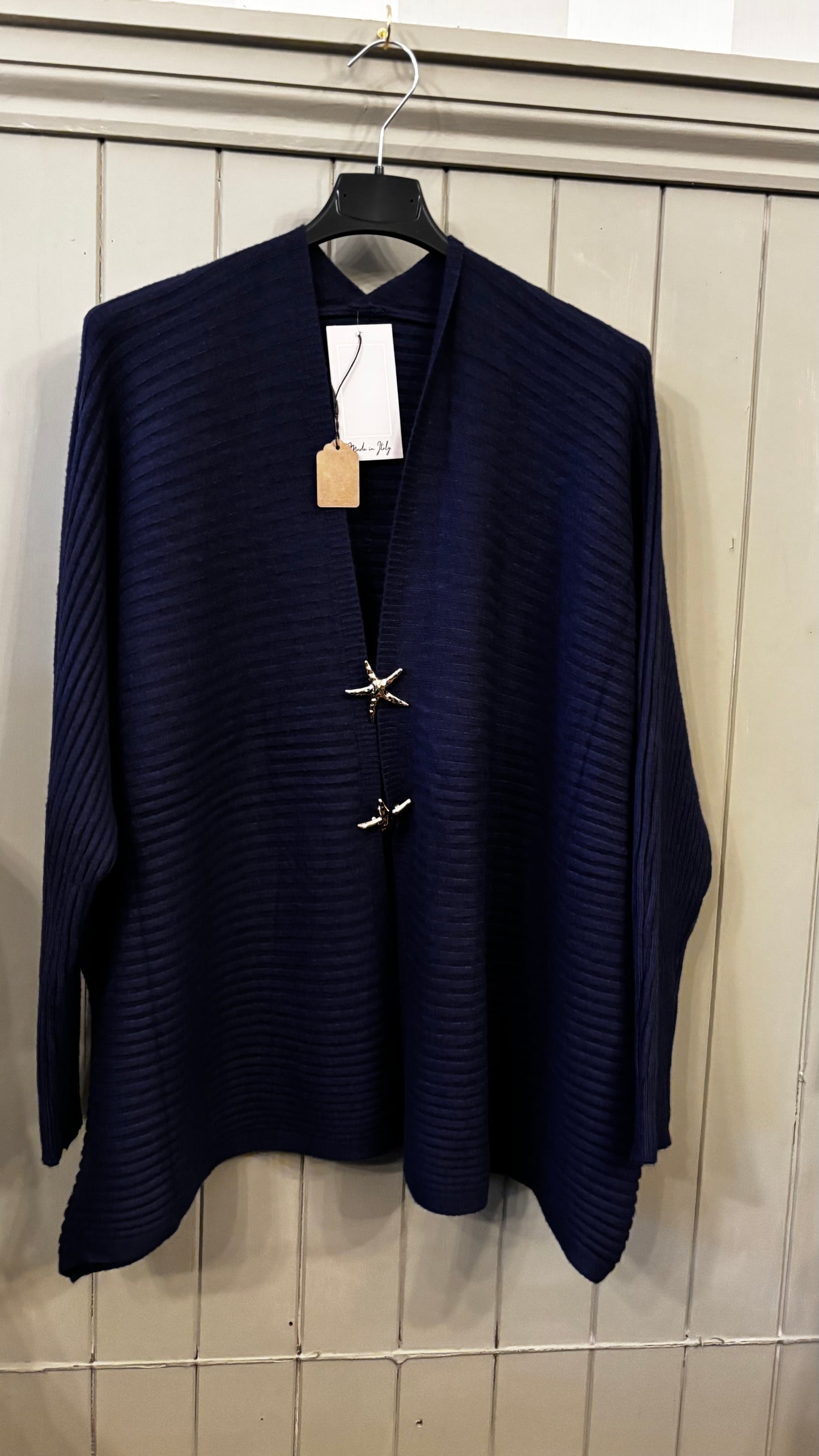 Navy Ribbed Cardigan