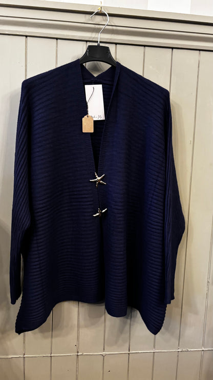 Navy Ribbed Cardigan
