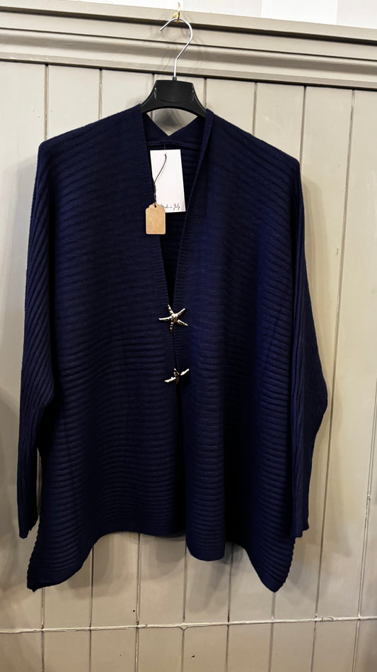 Navy Ribbed Cardigan