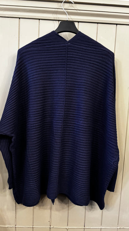 Navy Ribbed Cardigan