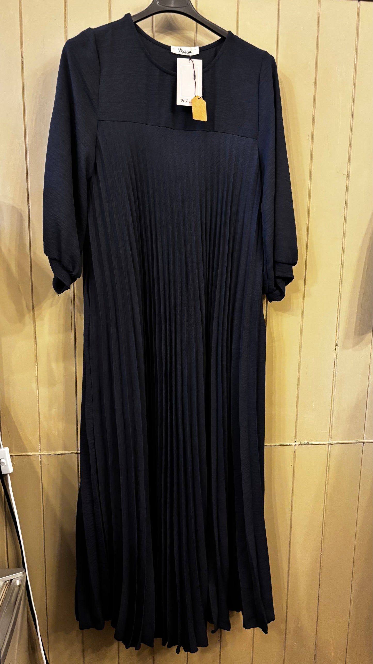Navy Pleated Dress