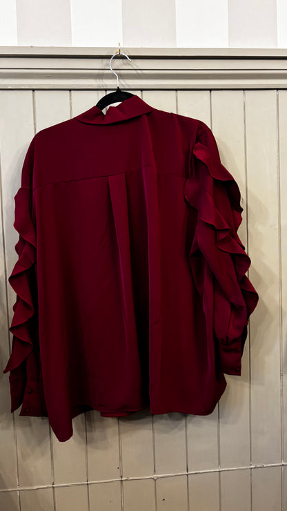 Burgundy Frill Blouse