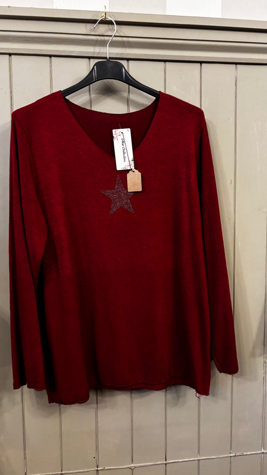 Burgundy Star Detail Jumper