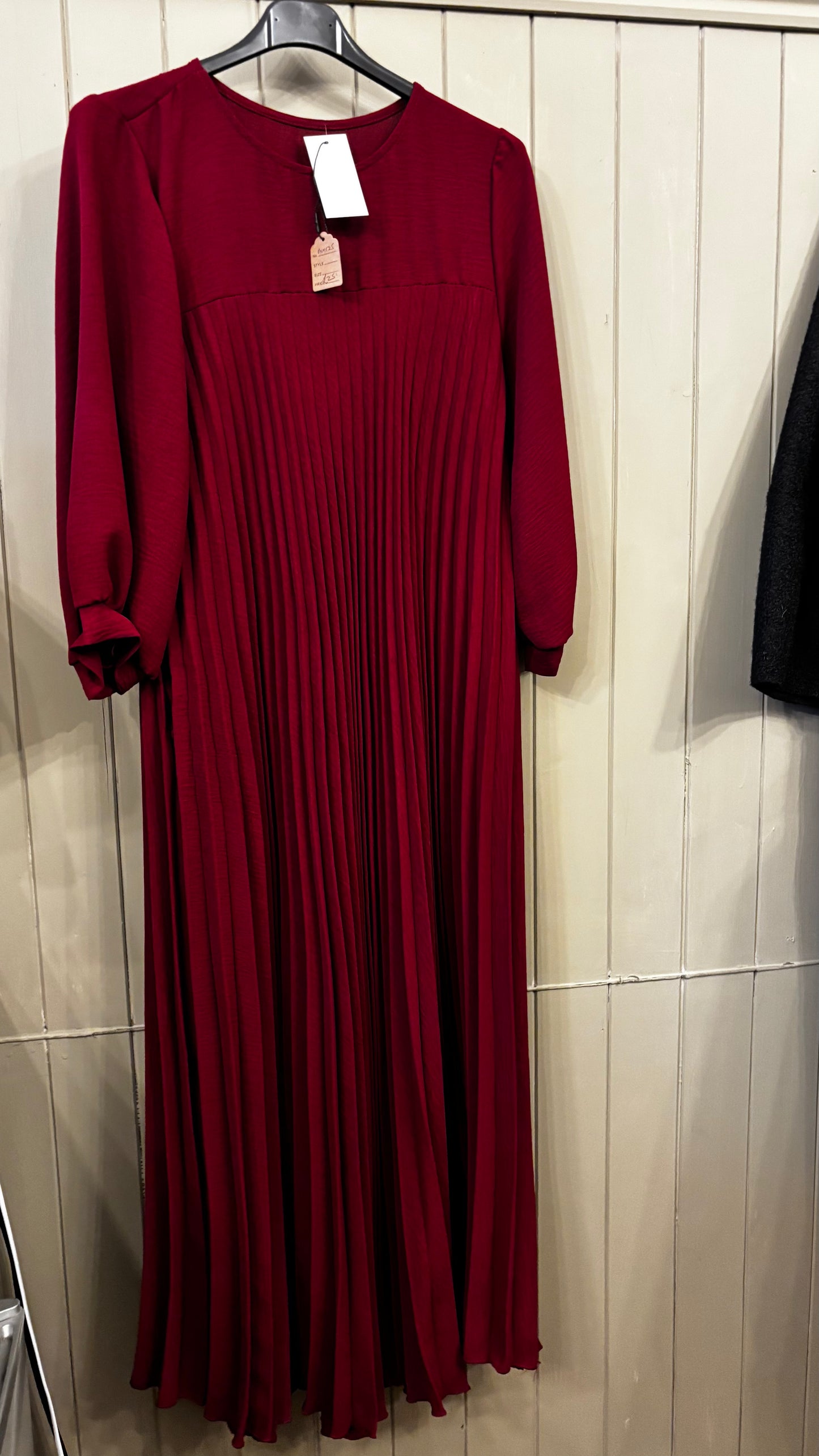 Burgundy Pleated Dress