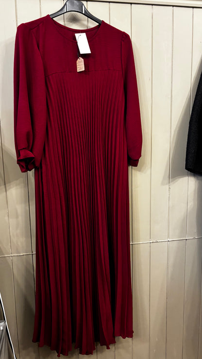 Burgundy Pleated Dress