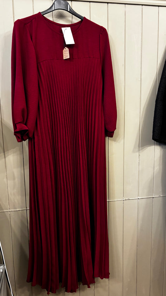 Burgundy Pleated Dress