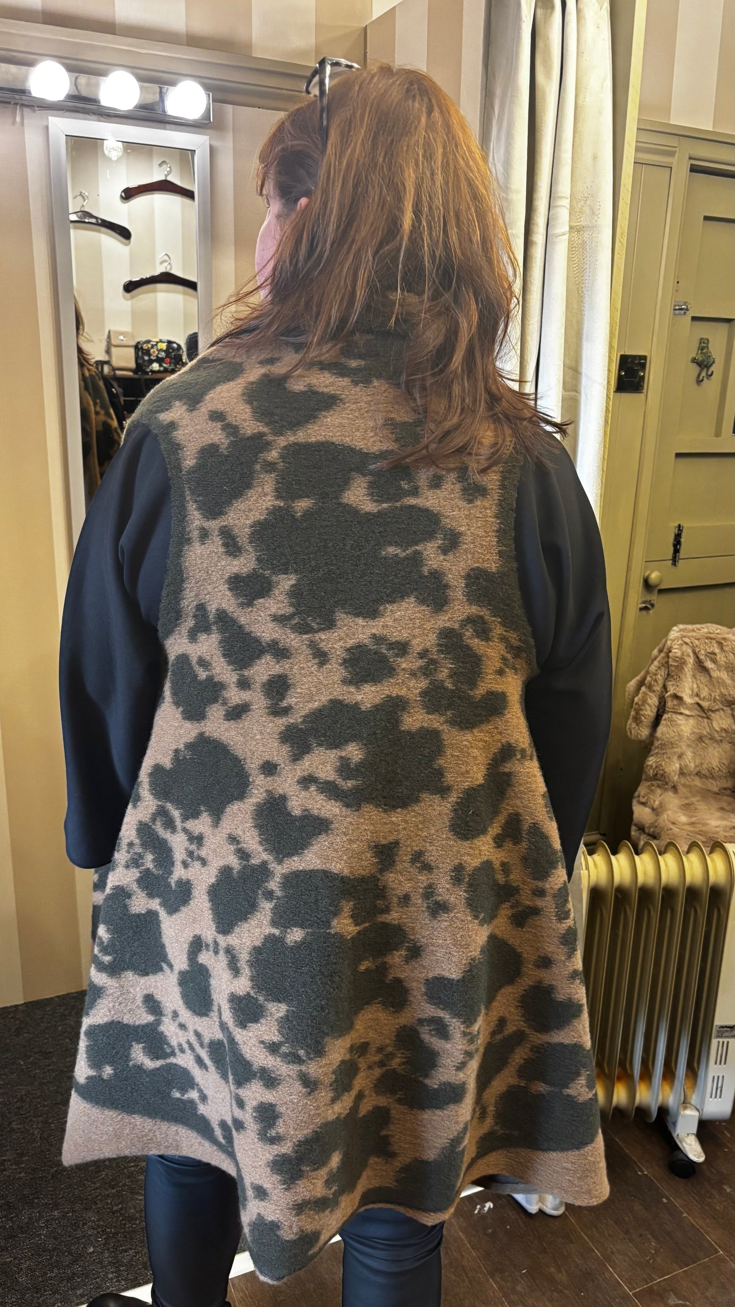 Animal Print Long Line Waistcoat