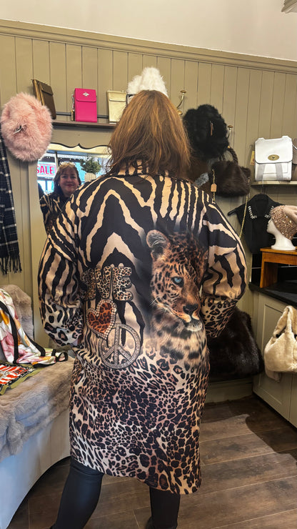 Long-line Animal Print Jacket