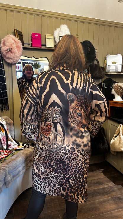 Long-line Animal Print Jacket