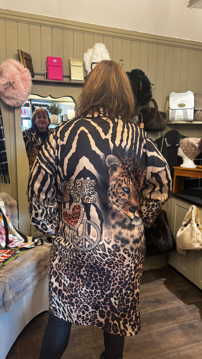 Long-line Animal Print Jacket