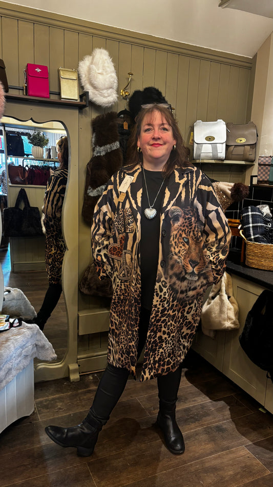 Long-line Animal Print Jacket