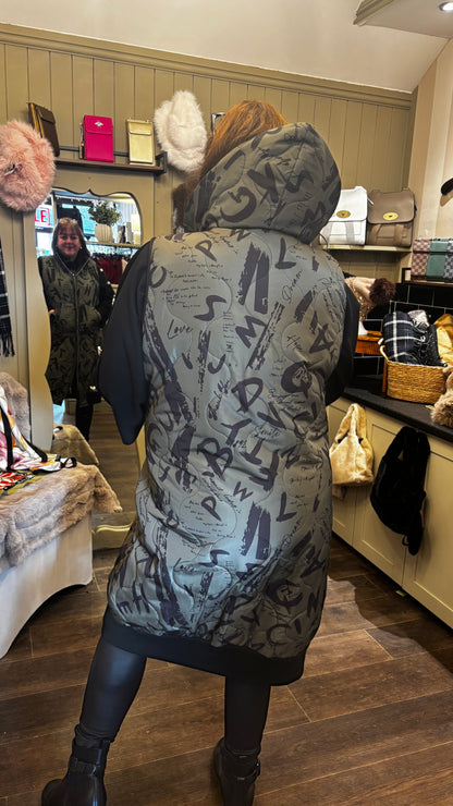 Graffiti-print Long-line Gilet