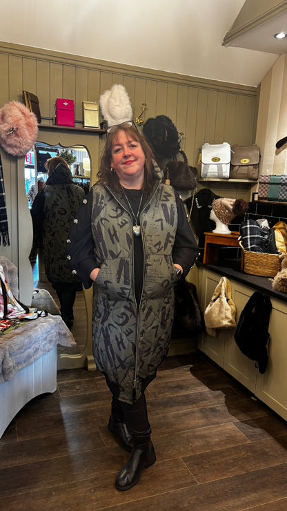 Graffiti-print Long-line Gilet