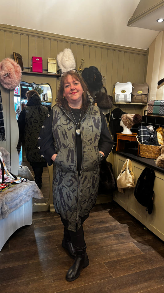 Graffiti-print Long-line Gilet